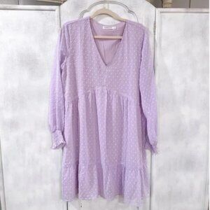 Famition Lavender Swiss Dot Mini Dress - Size XL